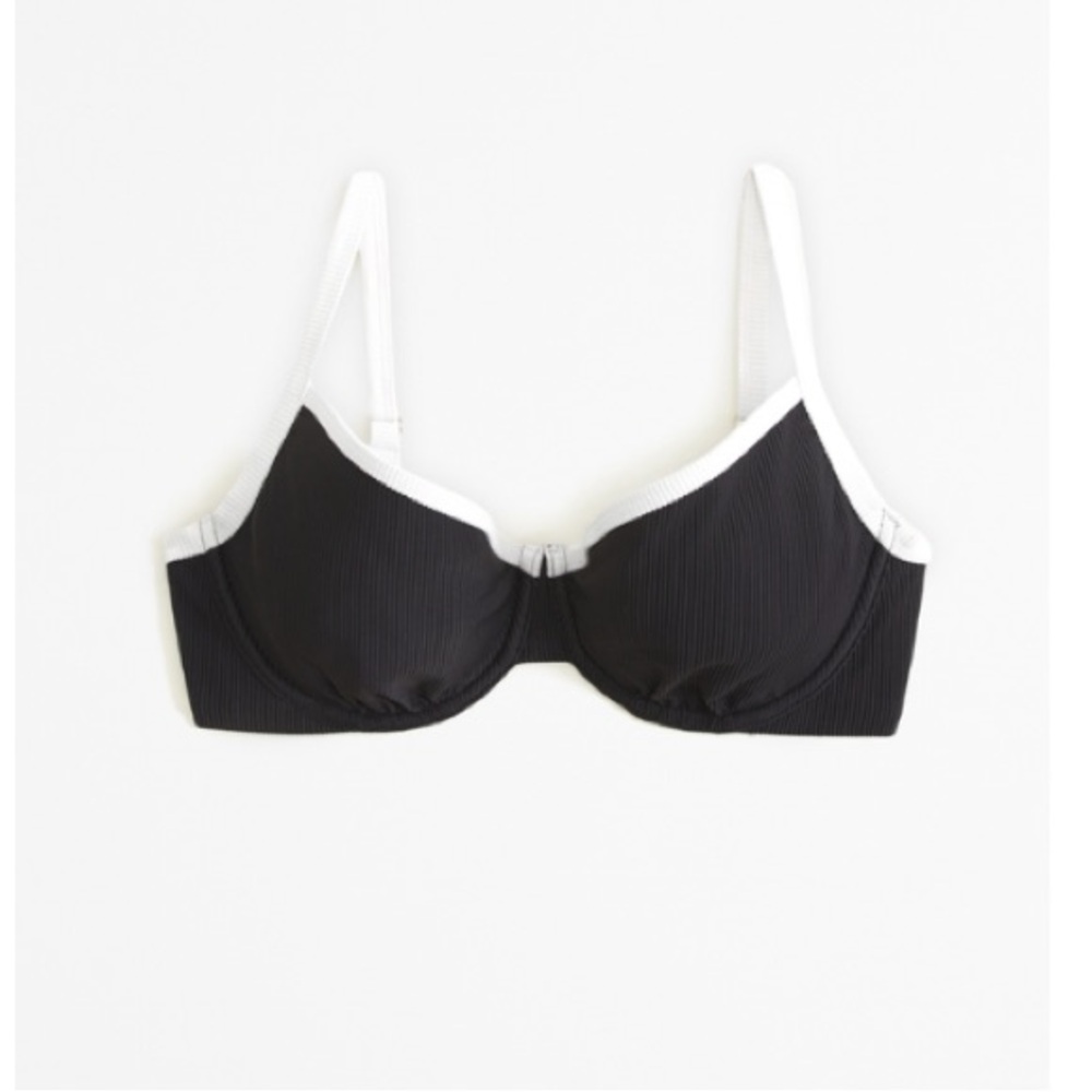 Abercrombie curve love 90s clean Black and White Underwire Bikini Top XS